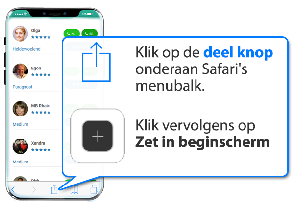 iphone en ipad: Spirituelemediums.nl als app instellen op Mobiel